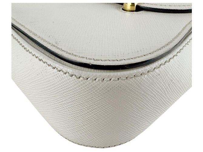 Borsa a tracolla in pelle bianca Prada Bianco - vista 8
