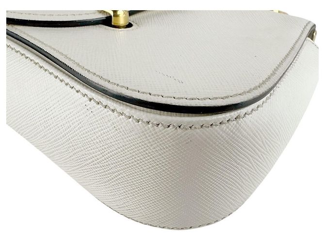 Borsa a tracolla in pelle bianca Prada Bianco - vista 9