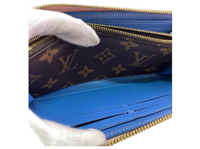 Louis Vuitton Monogram Floral Long Wallet Pink Blau - Ansicht 14