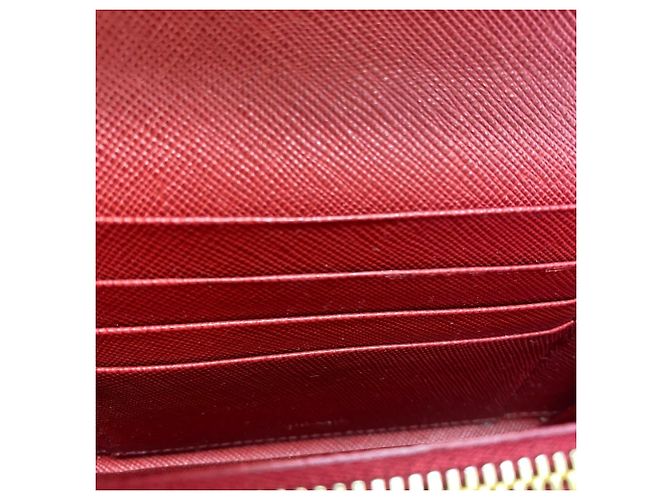 Cartera bi-fold compacta de cuero Saffiano Prada Roja - vista 10