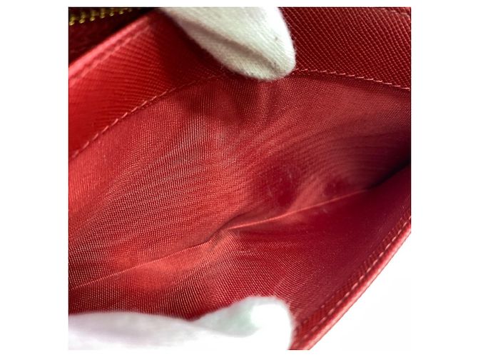 Cartera bi-fold compacta de cuero Saffiano Prada Roja - vista 13