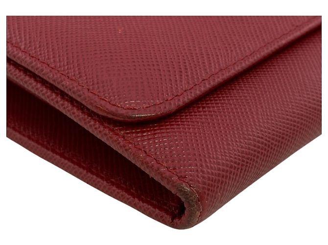 Cartera bi-fold compacta de cuero Saffiano Prada Roja - vista 3
