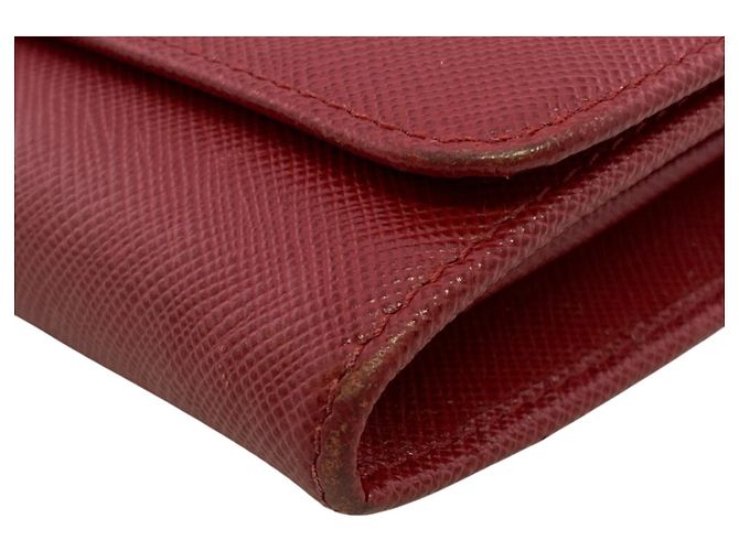 Cartera bi-fold compacta de cuero Saffiano Prada Roja - vista 4
