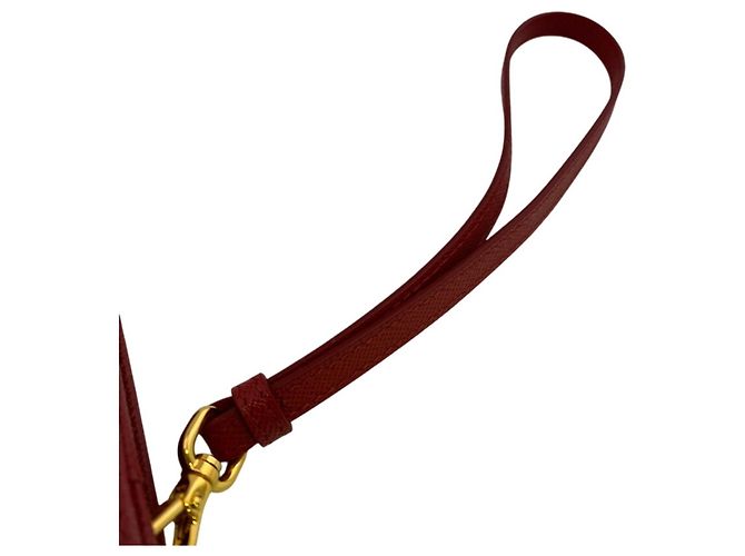 Cartera bi-fold compacta de cuero Saffiano Prada Roja - vista 6