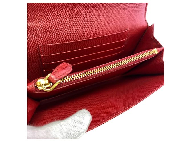 Cartera bi-fold compacta de cuero Saffiano Prada Roja - vista 9