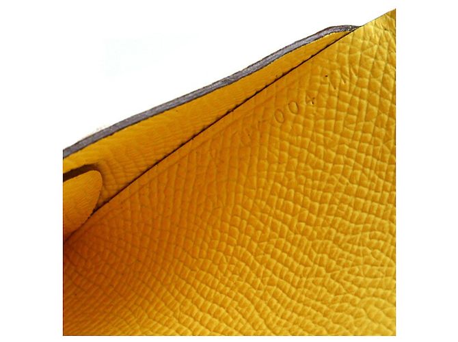 Hermès Kartenetui/Kleingeldbeutel Hermes Calvi Duo Gelb - Ansicht 5