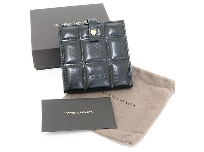 Cartera bi-fold de cuero acolchado Bottega Veneta Negro - vista 6