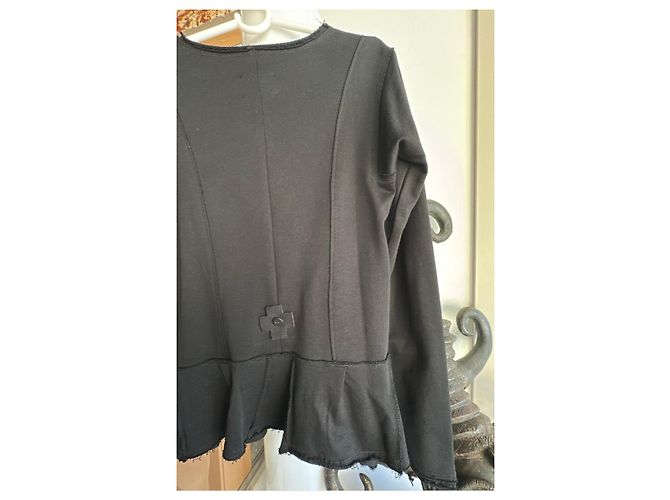 Munthe Plus Simonsen Giacca Peplum PLU in cotone nera con chiusura a gancio e occhiello Nero - vista 12