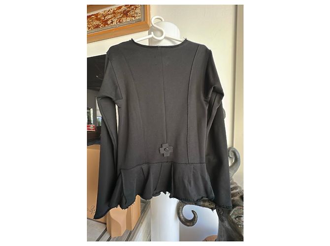 Munthe Plus Simonsen Giacca Peplum PLU in cotone nera con chiusura a gancio e occhiello Nero - vista 7