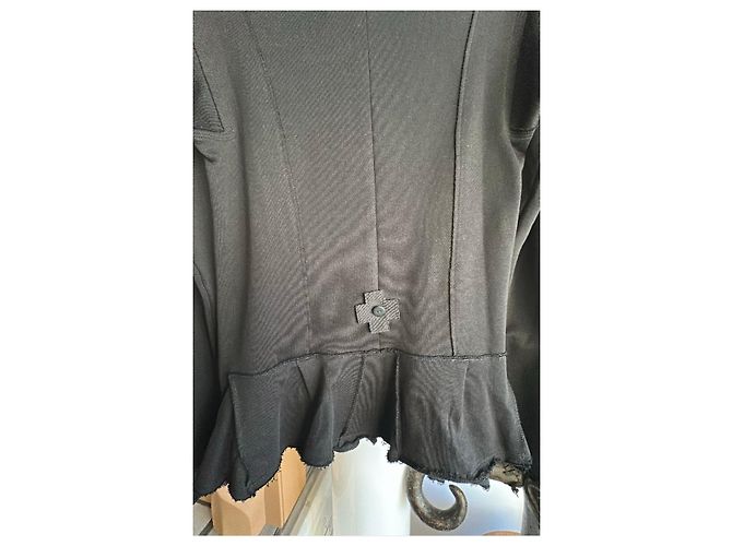 Munthe Plus Simonsen Giacca Peplum PLU in cotone nera con chiusura a gancio e occhiello Nero - vista 8
