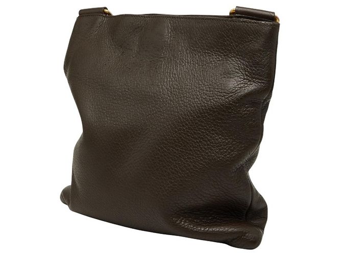 Borsa a tracolla in pelle marrone scuro Prada - vista 2