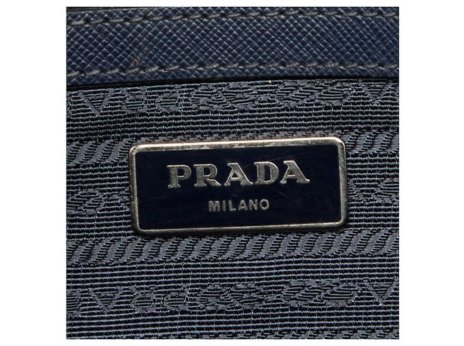 Valigetta Prada con logo a placca Triangle in pelle Saffiano blu navy - vista 12