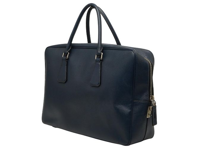 Valigetta Prada con logo a placca Triangle in pelle Saffiano blu navy - vista 2