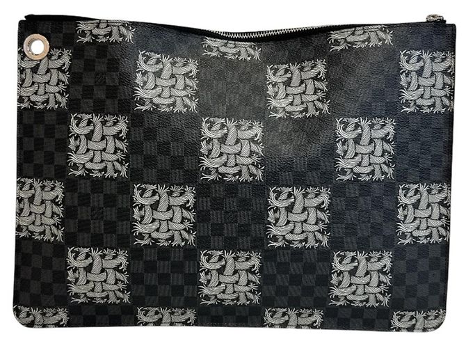 Louis Vuitton N61232 Christopher Nemes Pochette Jour GM Clutch Marrone Nero Bianco - vista 2