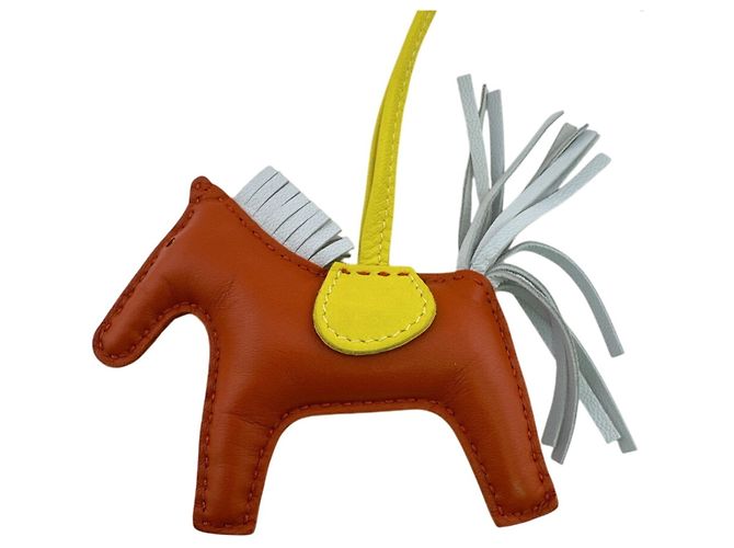 Portachiavi con charm a forma di cavallo Hermès Rodeo PM Marrone Giallo - vista 2