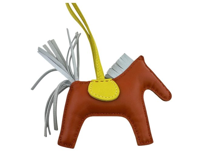 Portachiavi con charm a forma di cavallo Hermès Rodeo PM Marrone Giallo - vista 3