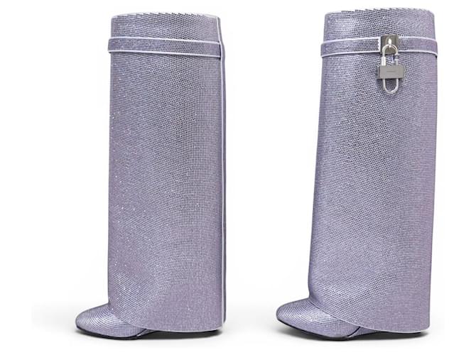 NEUE GIVENCHY SHARK LOCK STRASS & LEDER STIEFEL SCHUHE 39 Lila - Ansicht 2