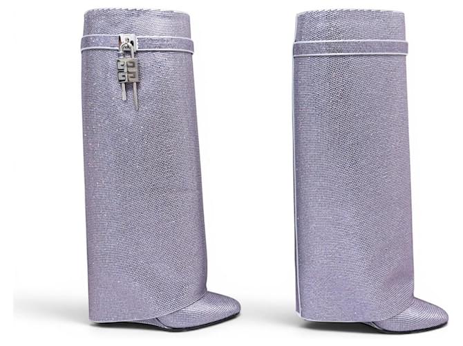 NEUE GIVENCHY SHARK LOCK STRASS & LEDER STIEFEL SCHUHE 39 Lila - Ansicht 3