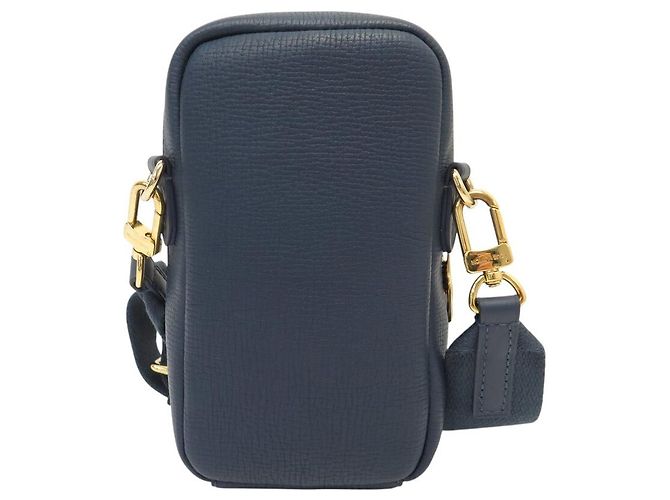 NUOVA SACOCHE LOUIS VUITTON X NIGO DOUBLE PHONE M81060 PELLE MONOGRAM DENIM Blu - vista 3