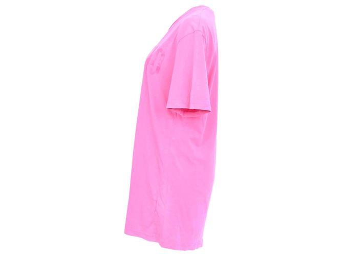 T-shirt Moschino con logo Double Question Mark in cotone rosa - vista 2