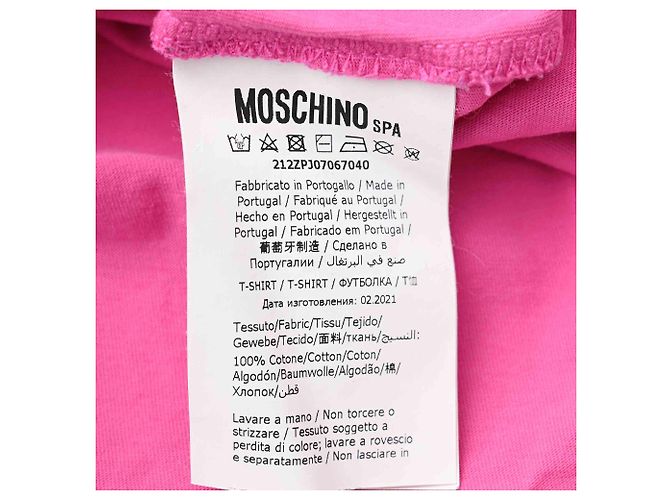 T-shirt Moschino con logo Double Question Mark in cotone rosa - vista 5