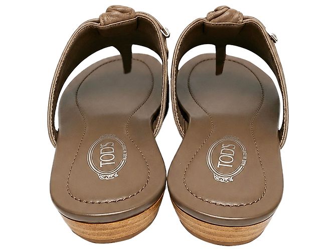 Sandali slide thong con dettaglio a fiocco in scamosciato marrone Tod's - vista 4
