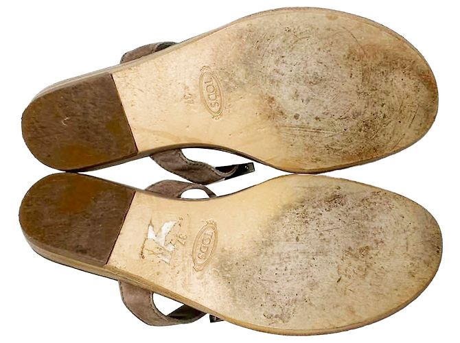 Sandali slide thong con dettaglio a fiocco in scamosciato marrone Tod's - vista 6