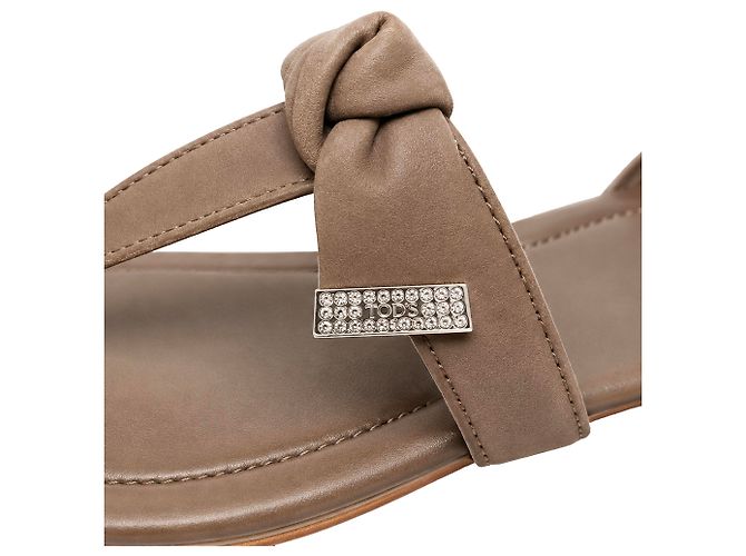 Sandali slide thong con dettaglio a fiocco in scamosciato marrone Tod's - vista 7