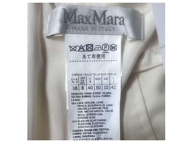 Vestido midi sem mangas Max Mara em lã marfim Branco Cru - vista 5