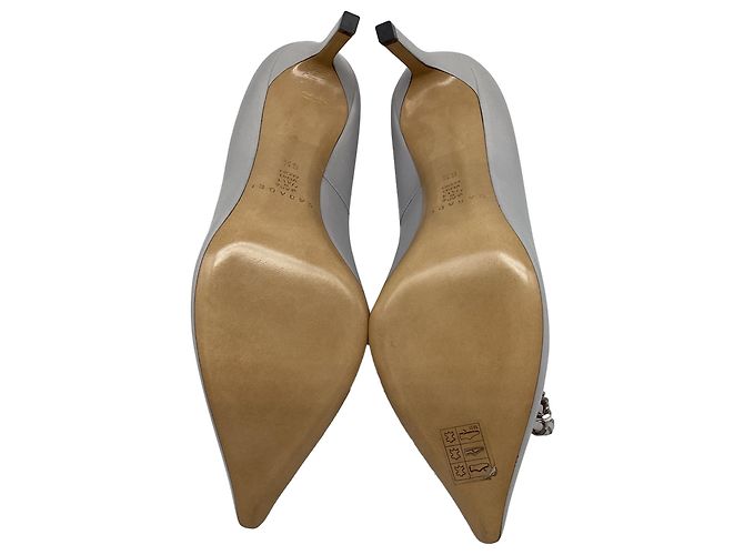 Décolleté Bow Chain dettagliate in pelle grigia Casadei Grigio - vista 10