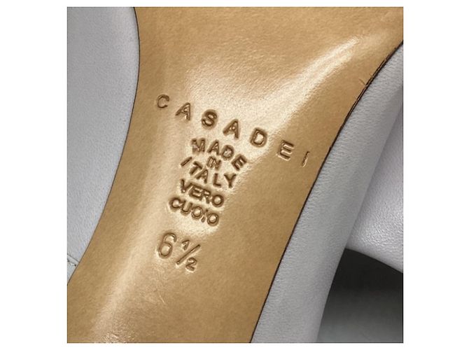 Décolleté Bow Chain dettagliate in pelle grigia Casadei Grigio - vista 11