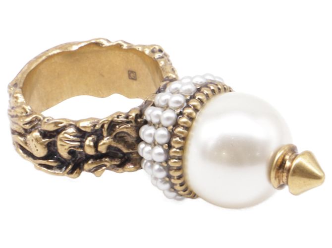 Gucci Ring aus goldfarbenem Metall mit Kunstperlen Golden - Ansicht 2