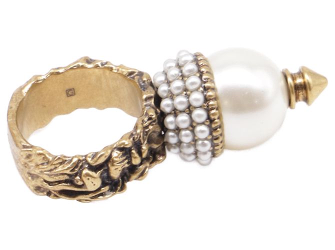 Gucci Ring aus goldfarbenem Metall mit Kunstperlen Golden - Ansicht 3