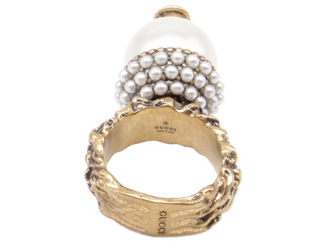 Gucci Ring aus goldfarbenem Metall mit Kunstperlen Golden - Ansicht 4