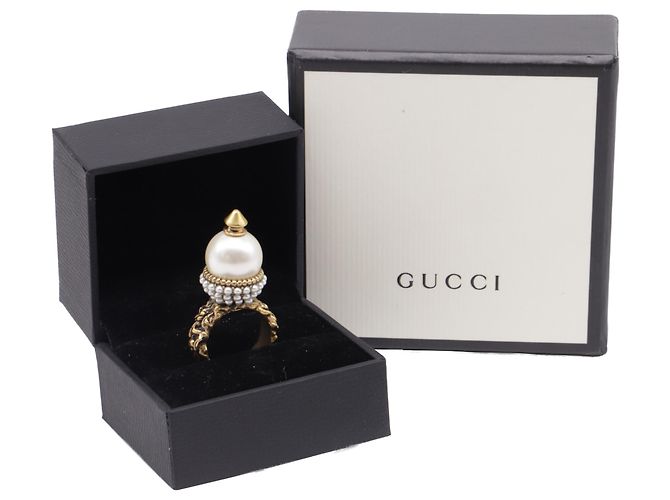 Gucci Ring aus goldfarbenem Metall mit Kunstperlen Golden - Ansicht 6