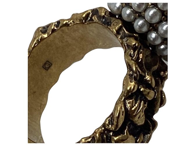 Gucci Ring aus goldfarbenem Metall mit Kunstperlen Golden - Ansicht 7