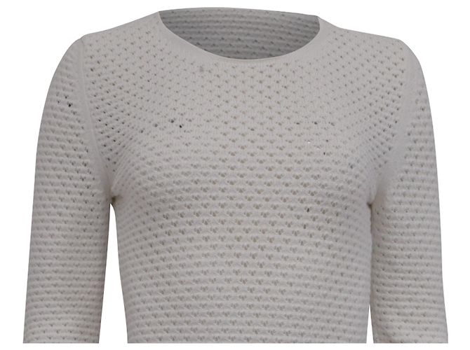 Suéter de punto de ganchillo Chloé en algodón blanco Crudo - vista 2