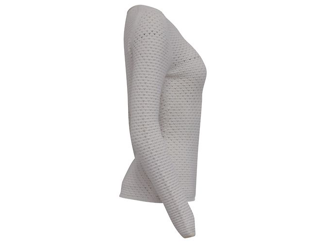 Suéter de punto de ganchillo Chloé en algodón blanco Crudo - vista 3