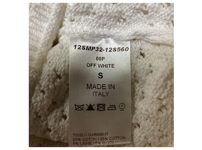 Suéter de punto de ganchillo Chloé en algodón blanco Crudo - vista 5