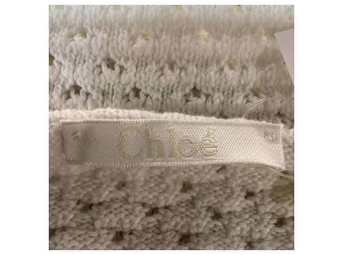Suéter de punto de ganchillo Chloé en algodón blanco Crudo - vista 6