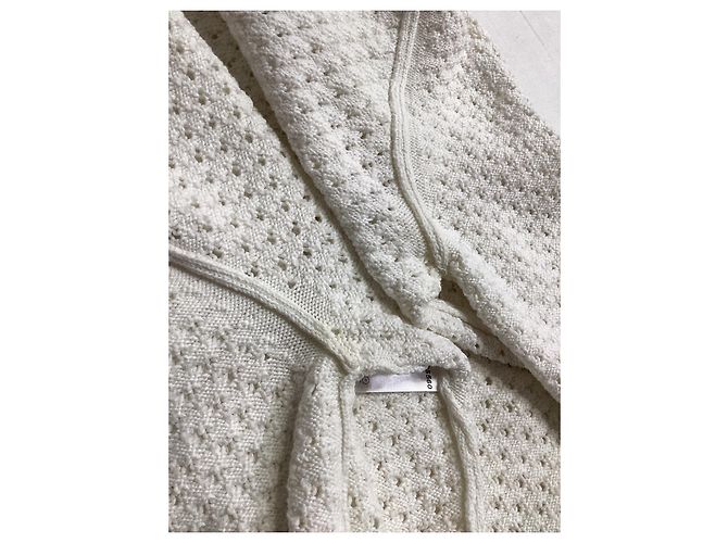 Suéter de punto de ganchillo Chloé en algodón blanco Crudo - vista 7