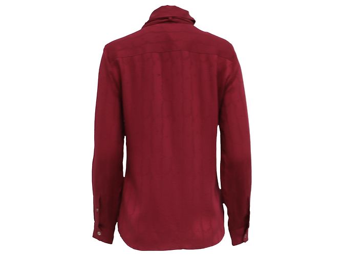 Camicetta Gucci in seta bordeaux con fiocco texturizzato Rosso Bordò - vista 4