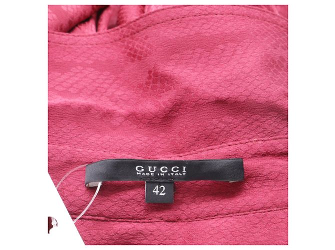 Camicetta Gucci in seta bordeaux con fiocco texturizzato Rosso Bordò - vista 5