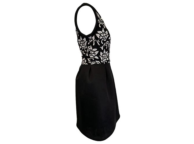 Sandro Paris Romantisches Guipure-Spitzen-Minikleid aus schwarzem Polyester - Ansicht 2