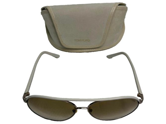 Occhiali da sole aviator Tom Ford in acetato avorio Bianco Crudo - vista 7