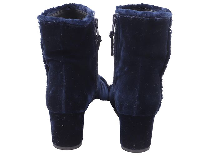 Botas Stuart Weitzman con borde deshilachado en terciopelo azul - vista 4