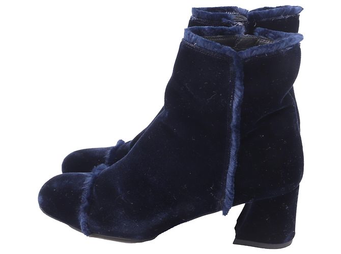 Botas Stuart Weitzman con borde deshilachado en terciopelo azul - vista 5