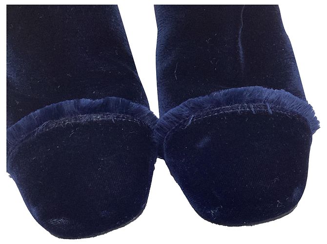 Botas Stuart Weitzman con borde deshilachado en terciopelo azul - vista 8
