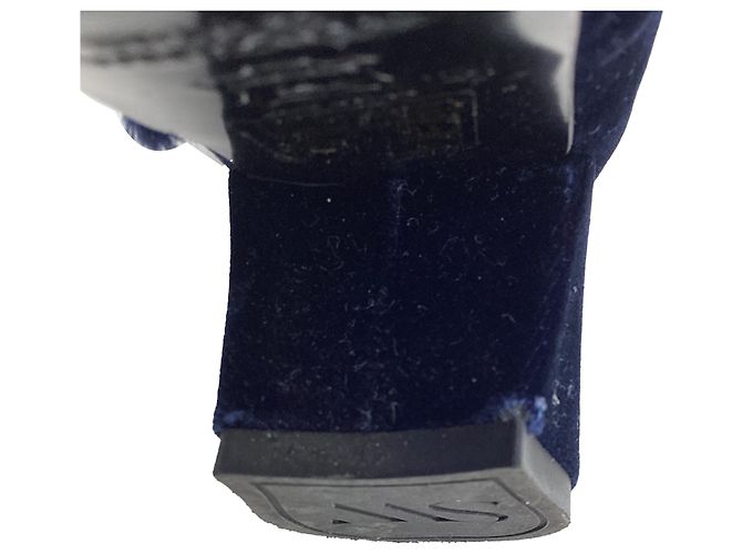 Botas Stuart Weitzman con borde deshilachado en terciopelo azul - vista 9