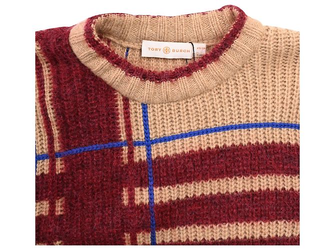 Tory Burch Eden Plaid Pullover aus mehrfarbiger Wolle - Ansicht 6